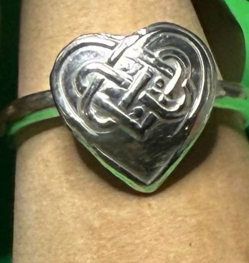 Handmade sterling silver Celtic heart ring. Size Q