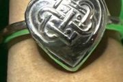 Handmade sterling silver Celtic heart ring. Size Q