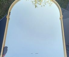 Antique Brass Traditional Bathroom Living Bedroom Glass Metal Arched Frame Wall Mounted Vertical Decorative Mirror