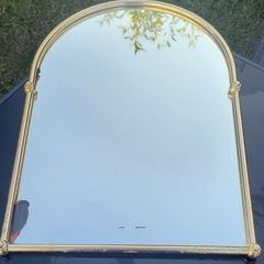 Antique Brass Traditional Bathroom Living Bedroom Glass Metal Arched Frame Wall Mounted Vertical Decorative Mirror