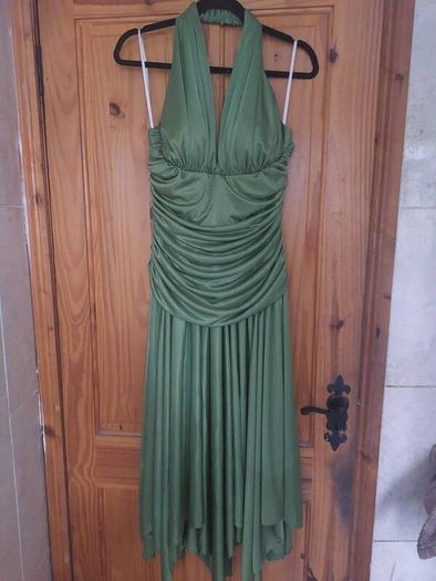 Linda Bernell lime green halterneck dress (free post)