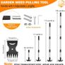 Weed Remover Tool 2-in-1 Weed Rake & Hoe Combo, Heavy Duty Manual Weed Puller with 40-148cm Adjustable Long Handle, Ergonomic Weeding Tools for Lawn, Yard, Patio, Garden Image 2