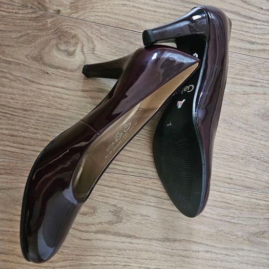 Gabor ladies medium heel court bordeaux leather shoes size UK6 EU 39 new