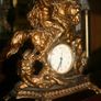 Vintage Brass Table Clock Knight on Horseback and Dragon, Saint George and Dragon, Mechanical  Clock SLAVA 11 JEWELS,  Working Image 2