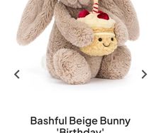 New JELLYCAT Bashful Beige Birthday Bunny