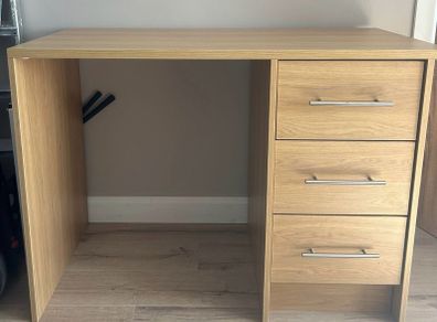 Large oak effect wooden desk