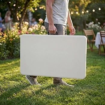 Folding Table 6ft Heavy Duty Extra Strength Camping Buffet Wedding Market Garden Party Car Boot Stall Picnic Trestle Indoor Outdoor Foldaway Carry Handle
