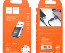Hoco UA17 USB Male to Type-C Female Adapter Black