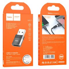 Hoco UA17 USB Male to Type-C Female Adapter Black