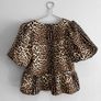 Pre Owned Gallery Leopard Print Puff Sleeve Peplum Top Image 5