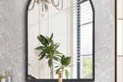 Arch Bathroom Mirror, Wall Mounted Mirrors, Black Vanity Wall Mirror Metal Frame home decor for Bedroom, Entryway, Living Room 40 x 50CM