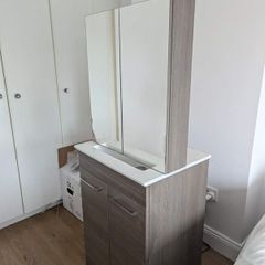 Bathroom storage with mirror