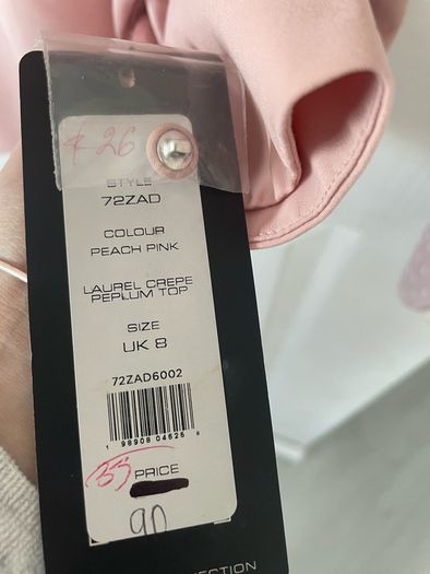 French Connection brand new Pink Laurel Crepe Peplum blouse size 8