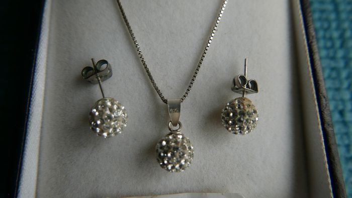 925 Sterling Silver Shamballa Style Crystal Disco Ball Earrings Pendant + Necklace Set