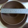 Set of Six Vintage MCM Poole Pottery Twintone Twin Handled Consomme Soup Bowls Plus Matching Underplates, All in Colourway C54, Sepia and Mushroom, Streamline Shape, Circa 1952 - 1970s Image 8