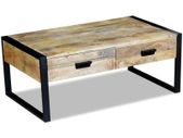 Coffee Table with 2 Drawers Solid Mango Wood 100x60x40 cm