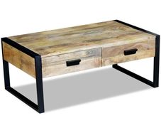 Coffee Table with 2 Drawers Solid Mango Wood 100x60x40 cm