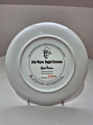 John Wayne "Rugged Horseman" Franklin Mint Collector Plate Boxed