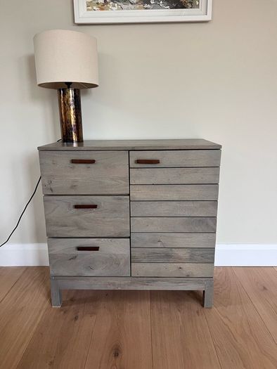 Grey Wood Furniture Set : side board, Nest of Tables and Shelving Unit