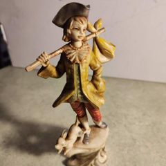 Rare find Vintage Depose Italy Shepherd Boy on a Pedestal with Dog Figurine by Fontanini, 277 Polymer Resin Collectible Figurine Collection.
