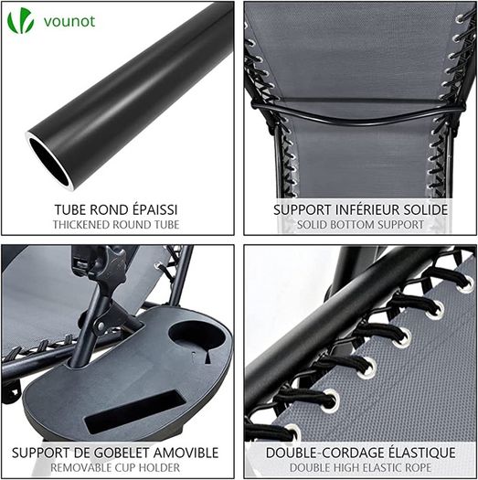 Zero Gravity Chair, Folding Sun Loungers, Recliner Garden Chairs, Outdoor Deck Chairs with Cup and Phone Holder (FREE SHIPPING)