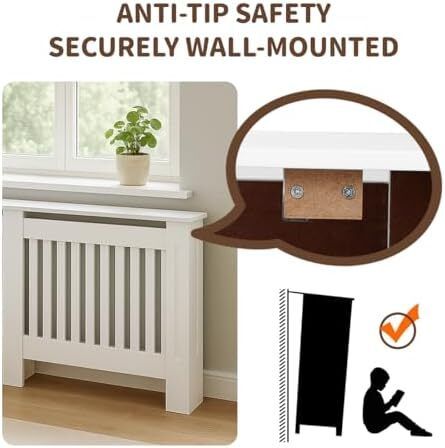 White Radiator Cover Cabinet Stylish Wooden Heater Cover with Shelf