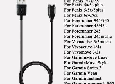 USB Charger Cable For Garmin Fenix 5 5S 5X 6 6S 6X 7 7S 7X Forerunner 935 Epix