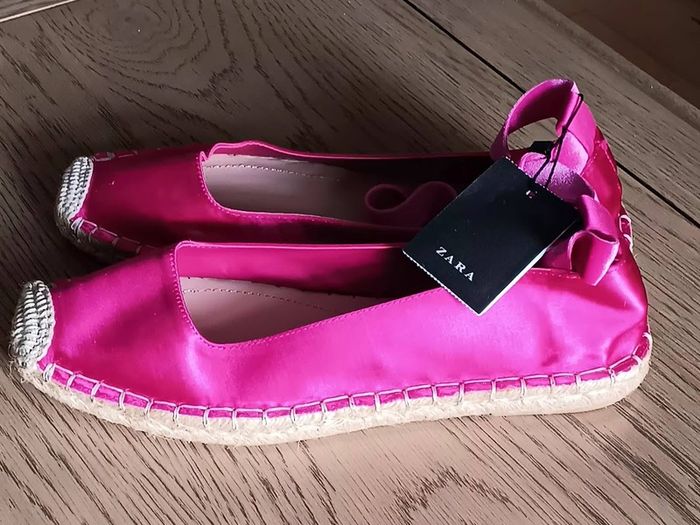 Zara Fusia Pink Satin Espadrille Flats