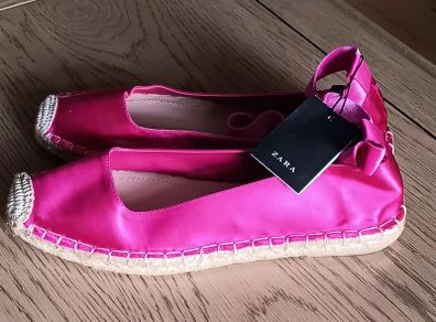 Zara Fusia Pink Satin Espadrille Flats