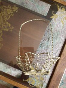Unusual gold coloured vintage filigree basket.