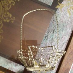 Unusual gold coloured vintage filigree basket.