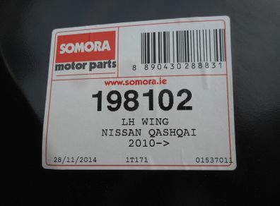Nissan Qashqai Qashqai +2 J10 0r JJ!0 parts new front Panel and Wing LHS never fitted