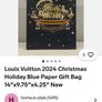 Louis Vuitton 2024 Christmas Blue Paper Gift Bag Image 7