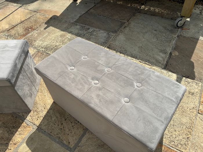 Folding Velvet Ottoman Storage Bench