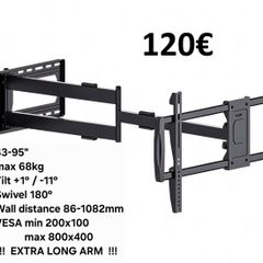 Tv Wall Mount Bracket Tilt Swivel Long Arm 43-95"