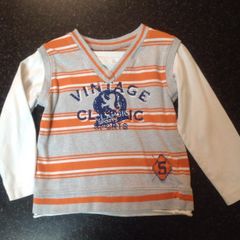 Age 2-3 Orange Grey White Top
