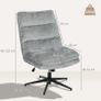 Armless Upholstered Chair, Swivel Padded Office Chair with Soft Fabric Cover, Height-Adjustable, Steel Legs, Gray Image 5