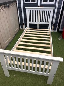 2 x Beautiful Matching White Sturdy Single Wooden Bed Frames - Can Deliver