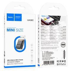 Mini Adapter USB-A to Type-C (UA36C) adapter USB-A Male to Type-C Female.