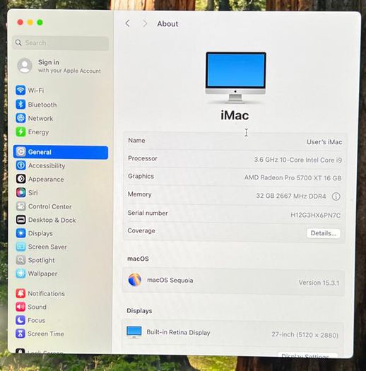 Apple iMac 27" Retina 5K - i9 - Radeon Pro 5700 XT 16GB / 32GB