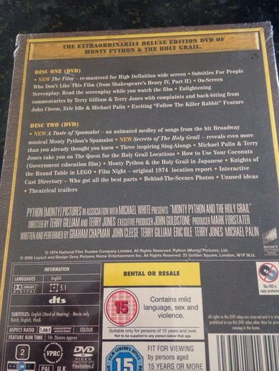 Monty Python And The Holy Grail Extraordinarily Deluxe Edition Genuine  2 Dvd