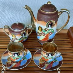 Antique Satsuma Gold Lined Tea/Coffee Set