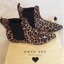 Twin Set Leopard Print Leather Ankle Boots Size Uk 6 Image 2