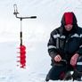 Ice Drill Auger, 8\'\' Diameter Nylon Ice Auger, 41\'\' Length Ice Auger Bit, Auger Drill with 14\'\' Adjustable Extension Rod, Rubber Handle, Drill Adapter, Replaceable Auger Blade for Ice Fish Image 4