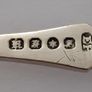 Harrison Fisher Electroplated Silver Shell Shaped Sugar Sifting Spoon with Sterling Silver handle Queens pattern Image 2