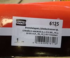 front brake pad set peugeot