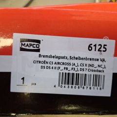 front brake pad set peugeot