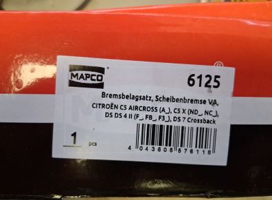 front brake pad set peugeot