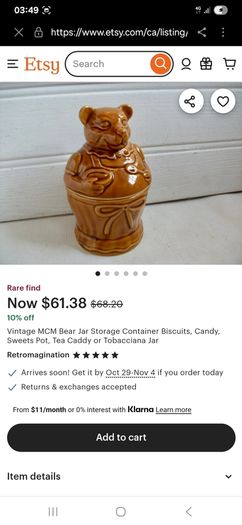 Bear Mummy Vintage Honey Pot