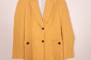 Zara Mustard Yellow Single-Breasted Linen Tailored Blazer Jacket Size S